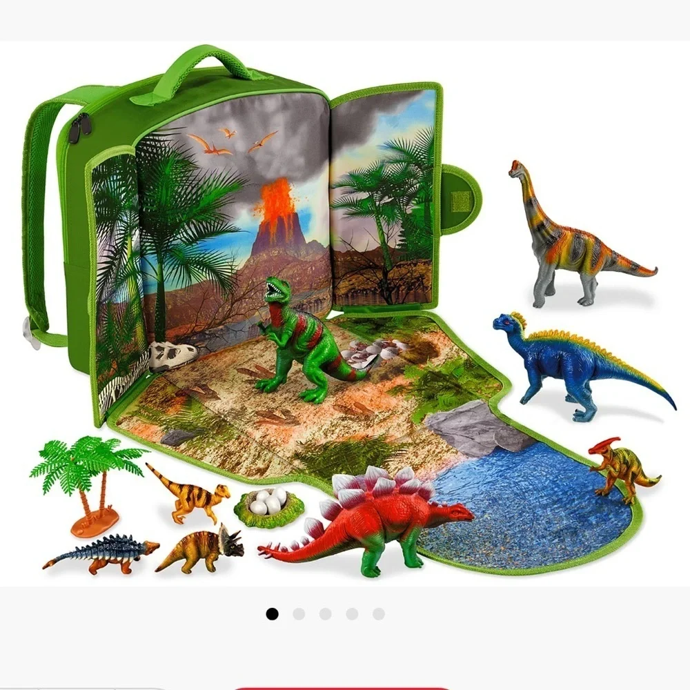 Lakeshore Scenic Dinosaur Fold Out Play Backpack like NEW green kids